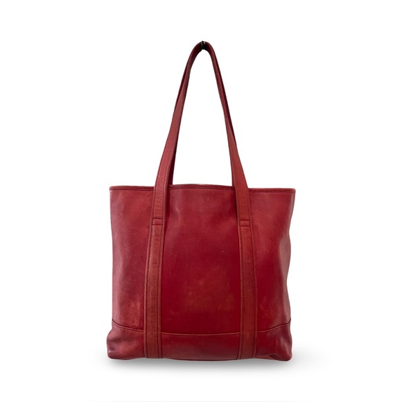 Coach Distressed Vintage Hamptons Large Red Leather Shopper Tote Bag - Picture 1 of 10